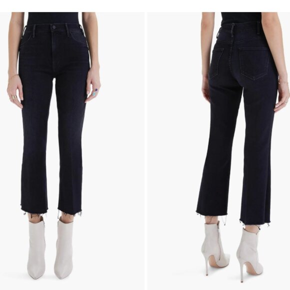 MOTHER The Hustler Ankle Fray Jeans Encounters at Night Stretchy Black 27 NEW